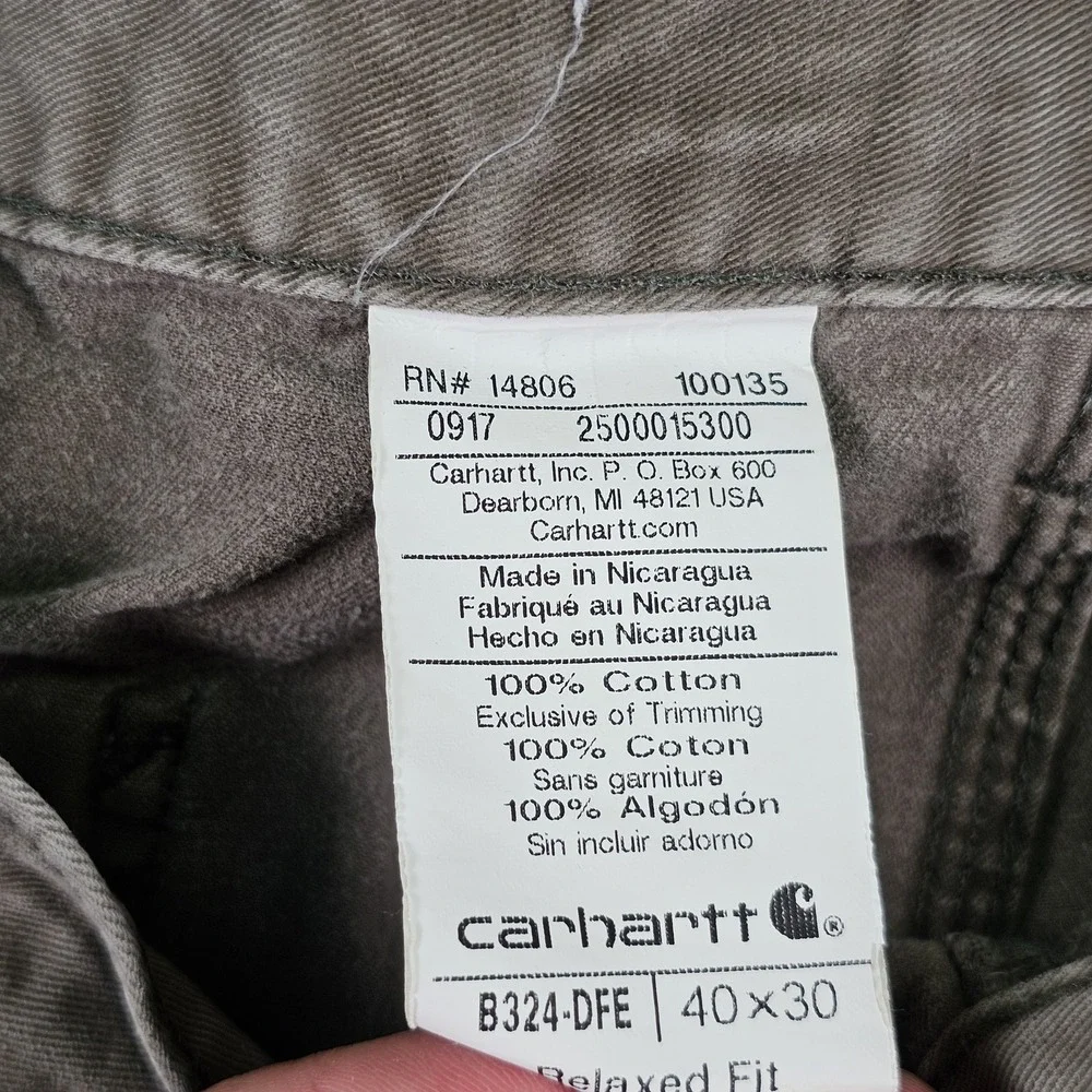 Carhartt‎ Pants Mens 40x30 Gray B324 DFE Relaxed Fit Workwear Utility Carpenter